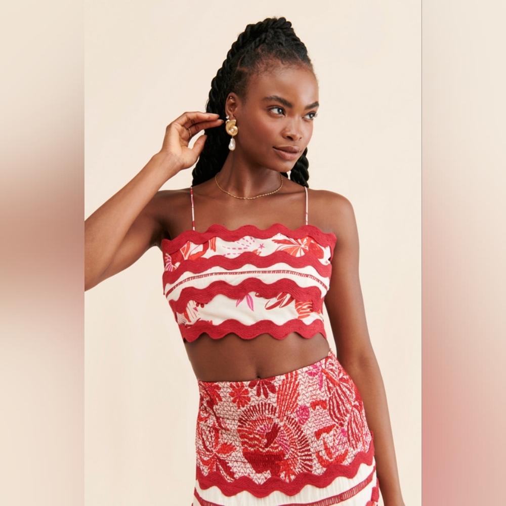 FARM Rio Tiles Printed Crop Top Small